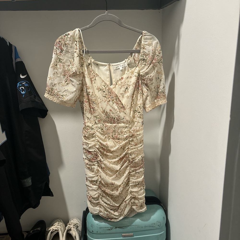 Free the Roses Cream Floral Mini Dress